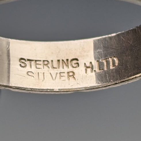 British vintage jewelry, sterling silver bright cut ring